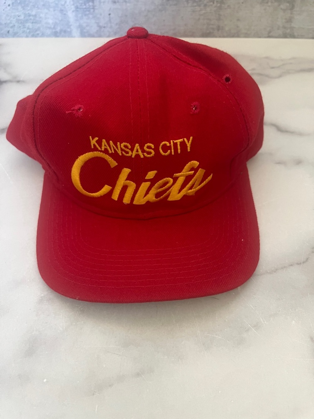1990 Vintage Kansas City Chiefs Red Script Logo Cap NWOT